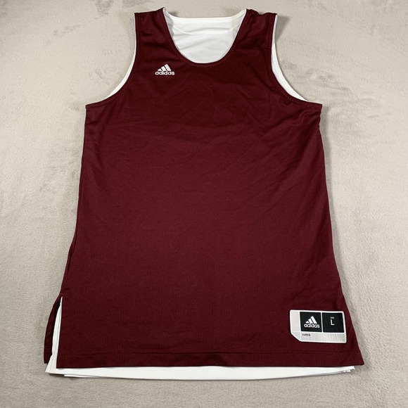 Vintage Adidas NCAA College Basketball Jersey Mens Large Reversible Maroon White - Picture 1 of 13